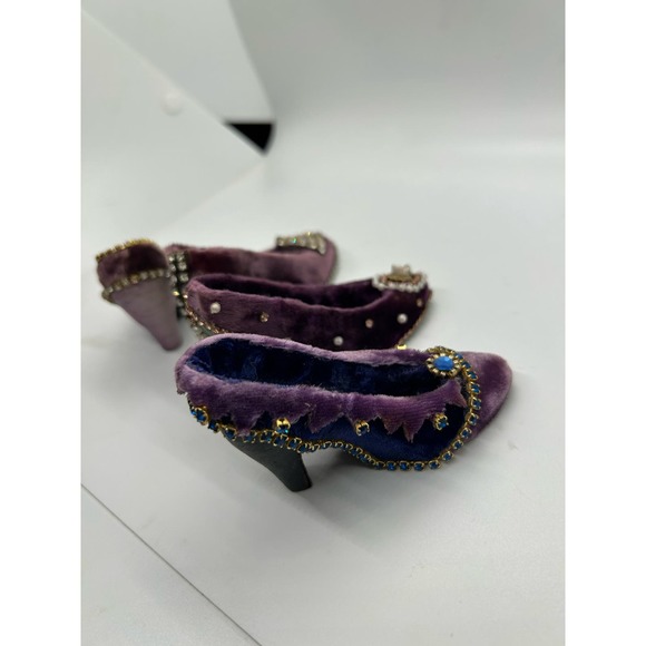 Miniature Purple High Heel Velvet Shoes With Sparkle Decoration - Picture 4 of 5